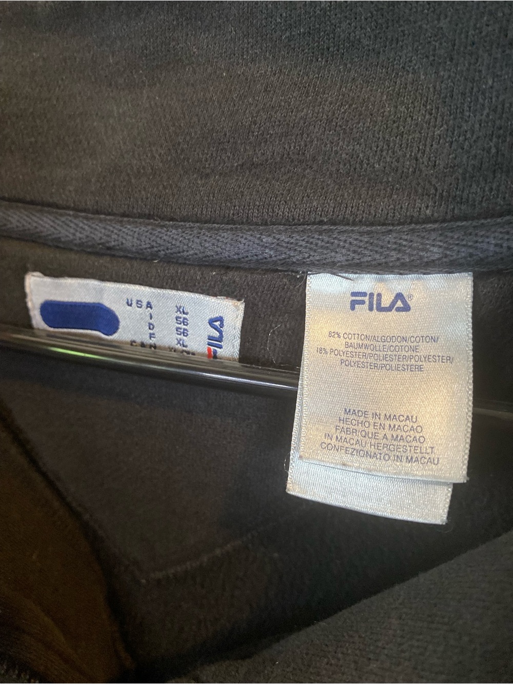 Fila Black Quarter-Zip Pullover Sweatshirt with small embroidered flowers - Picture 4 of 7
